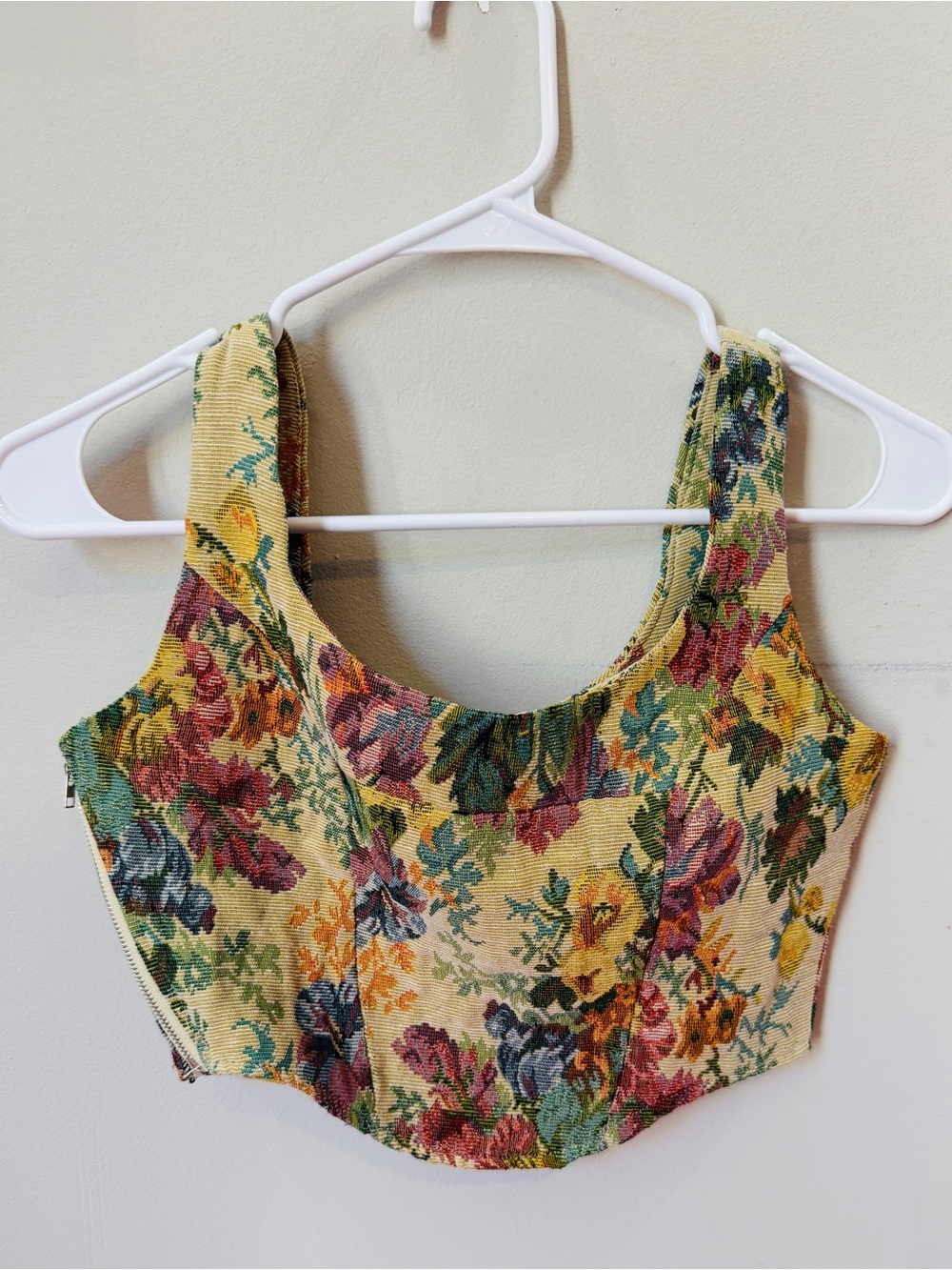 Cider Floral Tapestry Crop Top - Yellow Multi